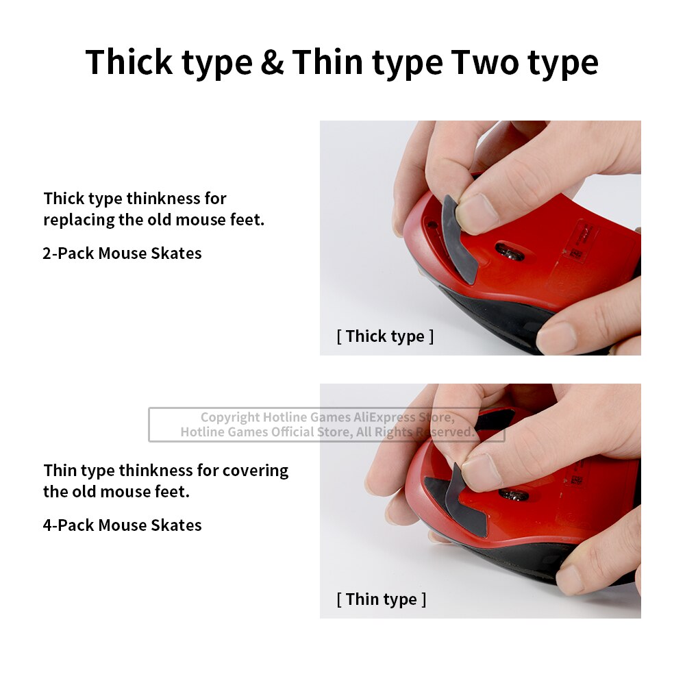 4sets Hotline Games 3.0 Mouse Skates Mouse Feet Replacement for Razer Ouroboros Gaming Mouse,Smooth,Durable,Glide Feet Pads. 
