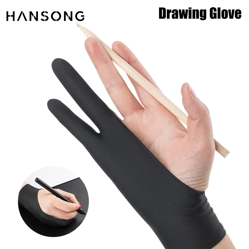 Anti-fouling Two-Fingers Anti-touch Painting Glove For Drawing Tablet Right and Left Glove Anti-Fouling For IPad Screen Board Sarcasmsm