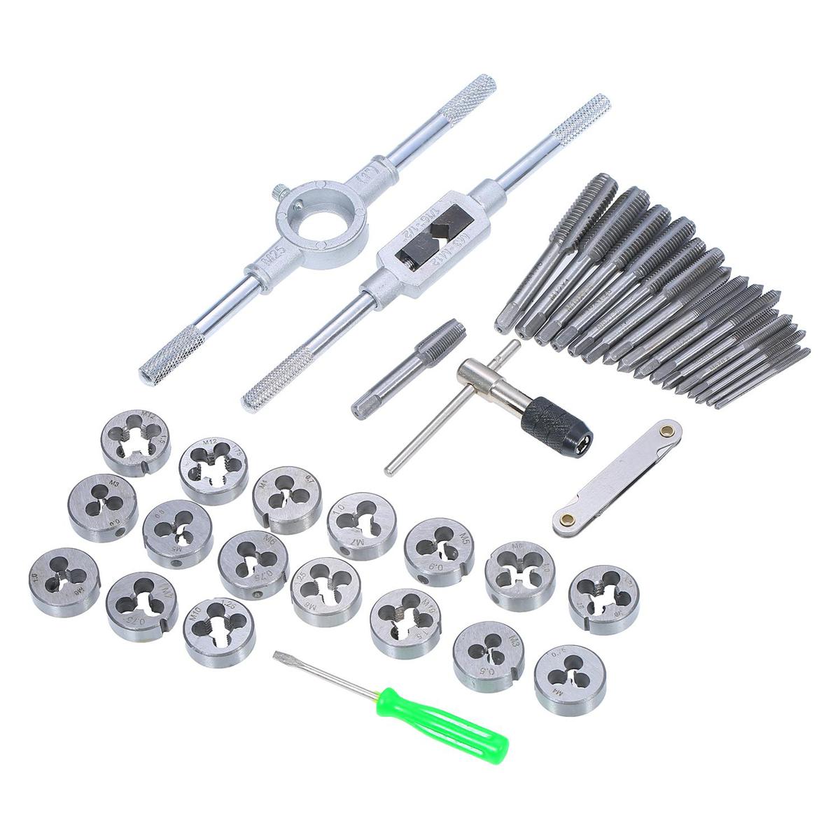 40pcs Tap Die Set M3-M12 Screw Thread Metric Taps Wrench Dies DIY Kit Wrench Screw Threading Hand Tools Tap Wrench Tools