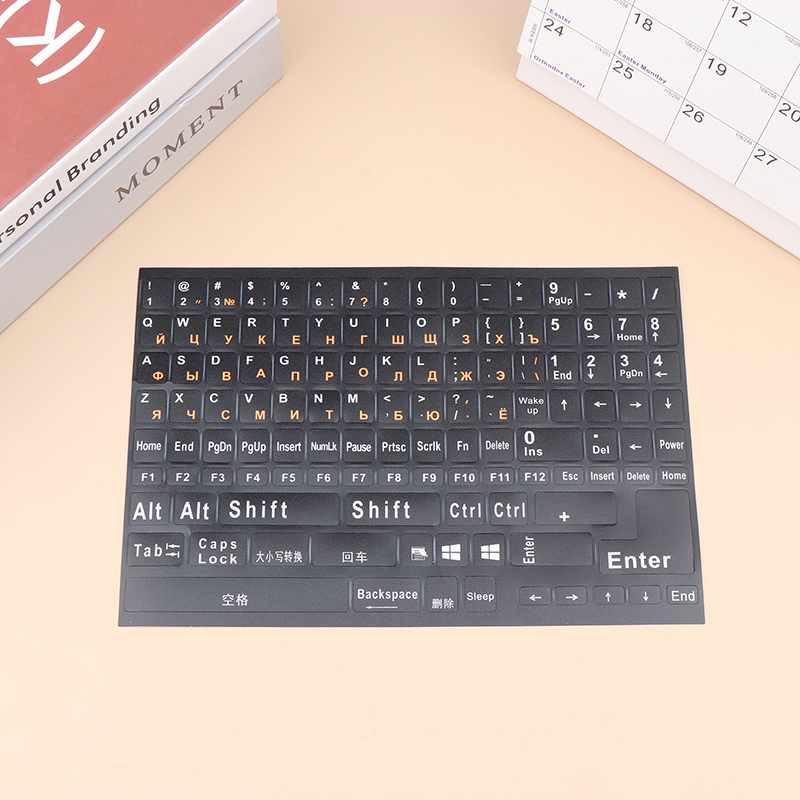 1Pc Full Size Russian Keyboard Stickers Letter Alphabet Layout Sticker Key Stickers For Laptop Desktop PC Keyboard Cover Demoo. 