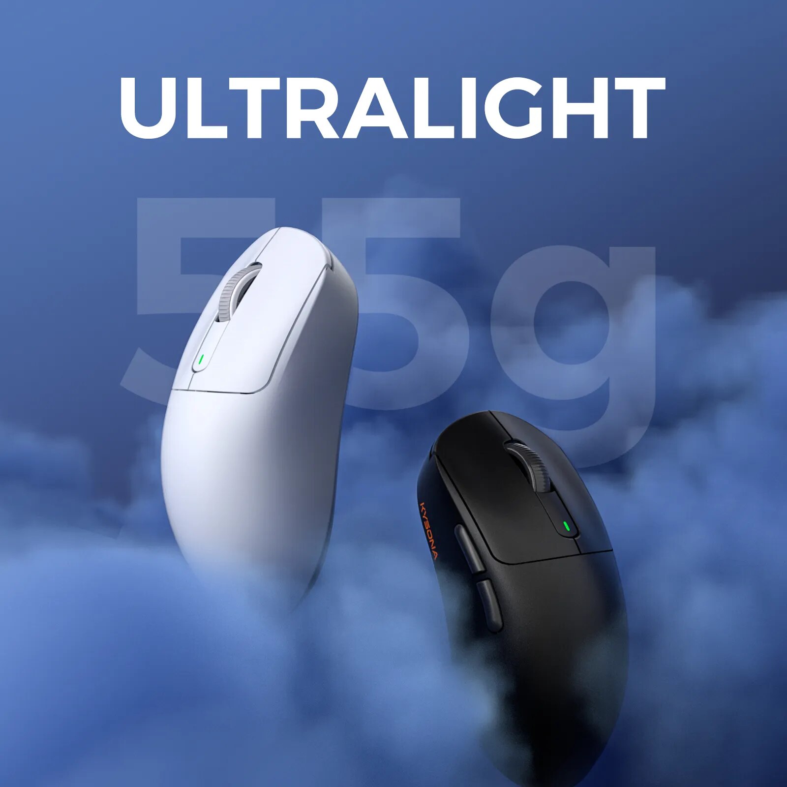 Kysona M600 Black PAW3395 Wireless Gaming Esports Mouse 55g 26000DPI 6 Buttons Optical PAM3395 Computer Mice For Laptop PC. 