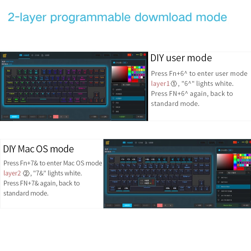SKYLOONG GK87 Mechanical Keyboard SK87 80% Bluetooth Wireless Optical Hot Swappable RGB Gamers Gaming Keyboards for Desktop Ipad. 
