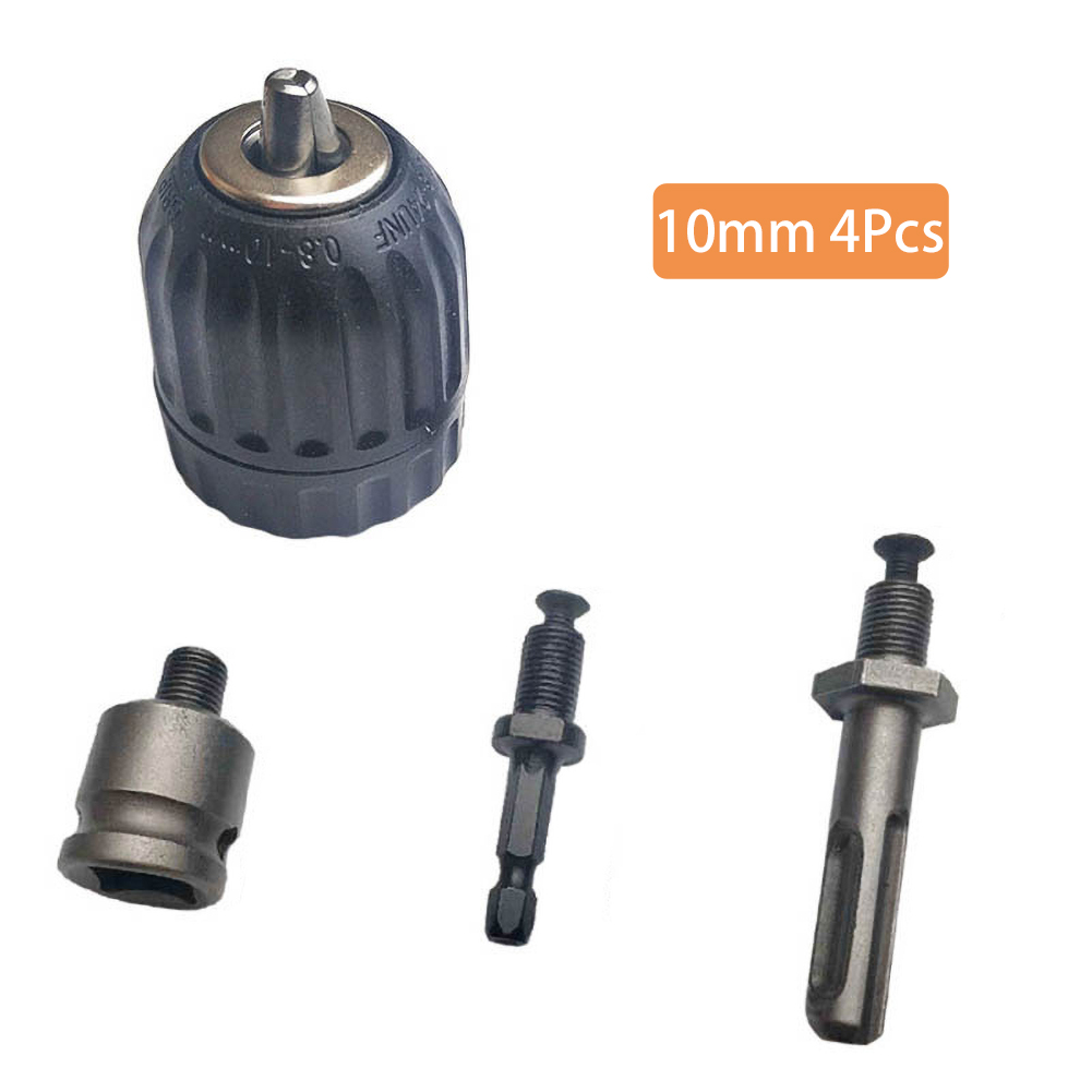 4Pcs/Set 10/13mm Keyless Drill Chuck Adapter Converter with Shank Tool cessory. 