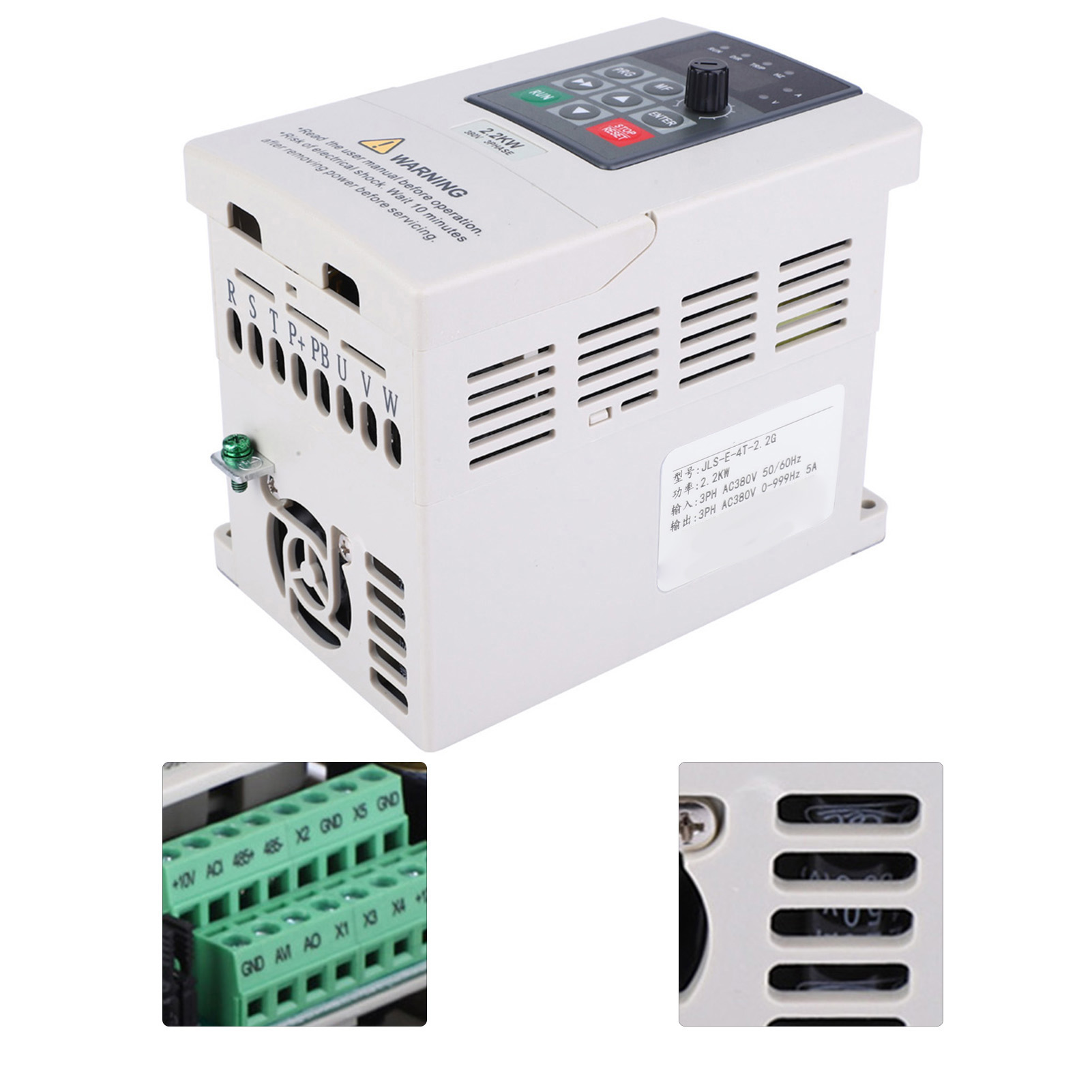 VFD Inverter 380V 2.2KW Variable Frequency Drive for Motor Speed Control 3-Phase Input Output. 