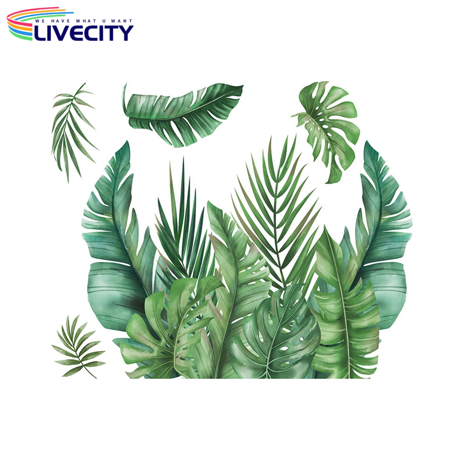 Scratch-resistant Sticker Decal Green Leaves Toi Sticker Waterproof S-adsive Mural Decal for Bathroom Decor