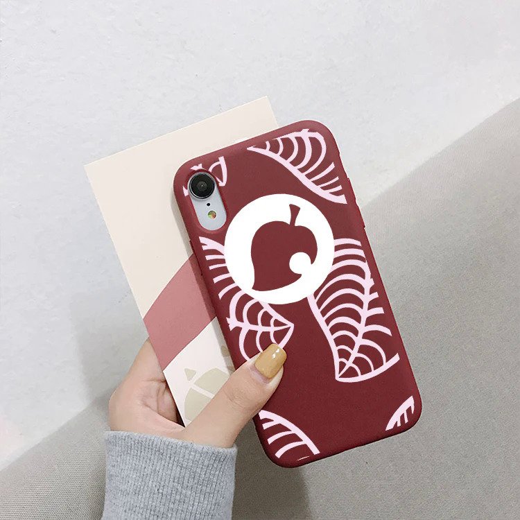 【Healer DingD】Cartoon Animal Crossing Phone Case for IPhone 15 14 13 12 11 Pro Max X XSMAX XR 7 8Plus SE Leaf Pattern Soft Silicone Back Cover. 