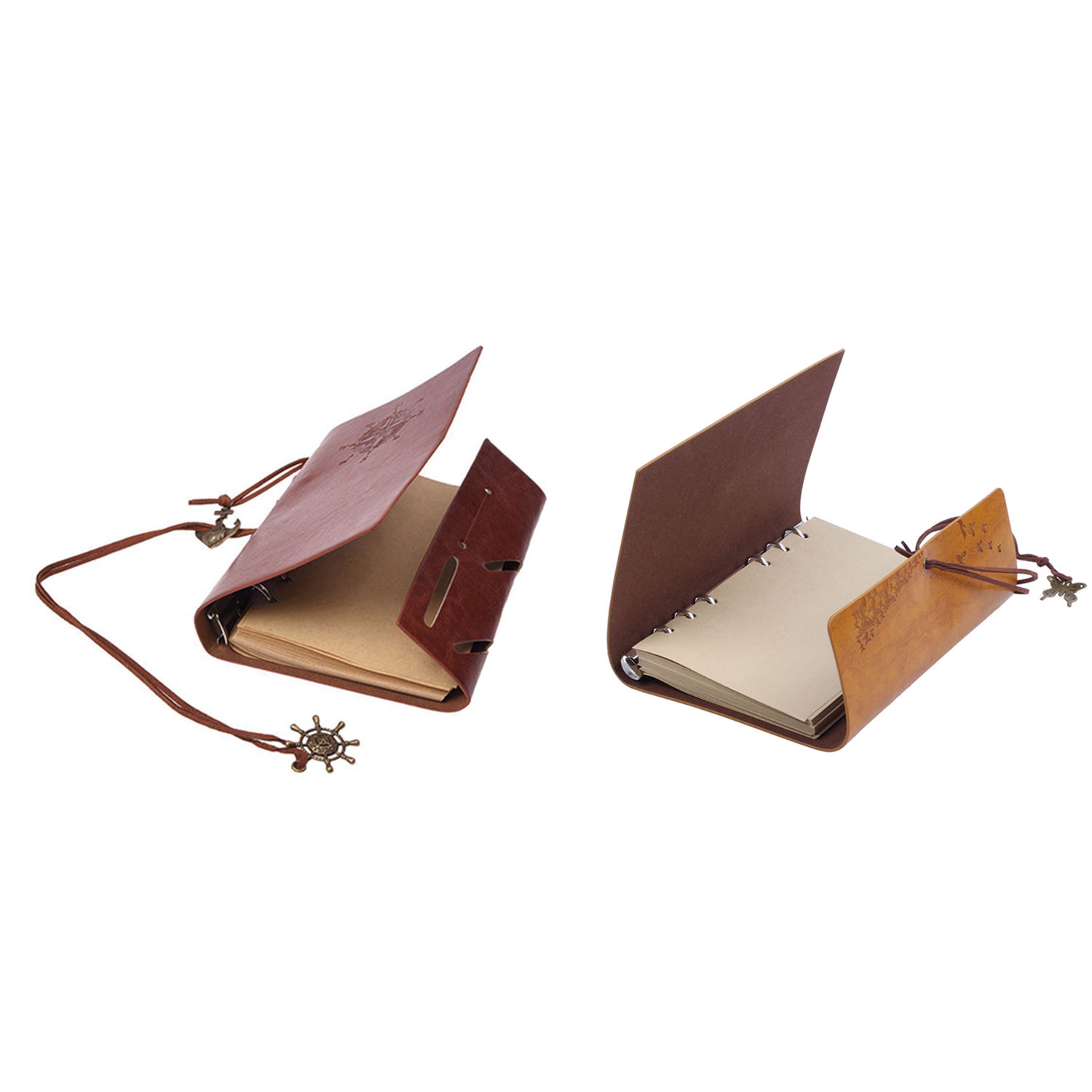 Individual Retro Personality Notebooks Journal Notepads Ring Binder Diary Notebook Light Brown S & Refillable Notebook Journals,A6 Leather Bound Travel Diary Art Drawing Sketchbook Exquisite Product. 