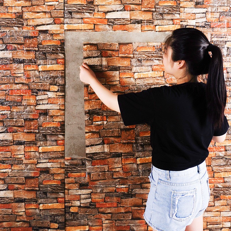 12Pcs 35*30cm High Quality 3D Foam Wall Panel Brick Retro Wallpaper Ceiling Self Adhesive Wallpanel Background Home Decoration. 