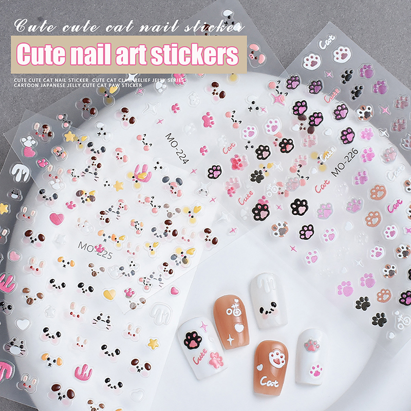 3D Animal Cartoon Bunny Nail Stickers Set For Kids Cute Rabbit Nail Decals Cuilei. 
