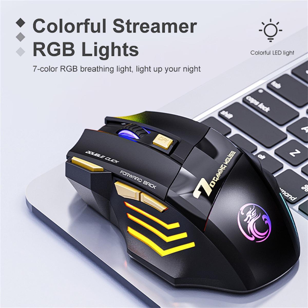 Mute Ergonomic Gaming Imice GW-X7 7 Buttons Rechargeable RGB Wireless Adjustable DPI Ergonomic Gaming Office Mice