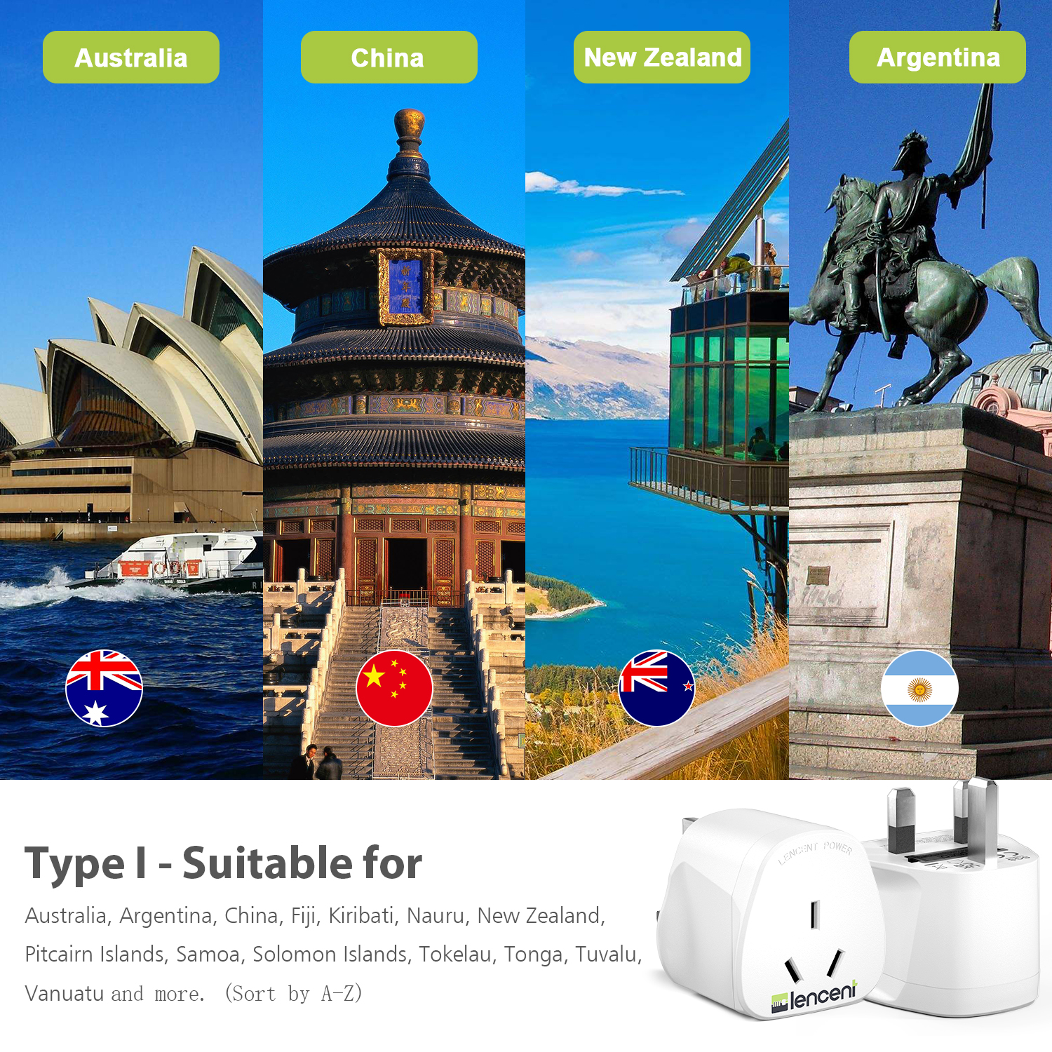 LENCENT 2X AU to UK Plug Adapter, Grounded Australian Visitors Travel Converter, Converts All Type I Plugs from UK Ireland Britain Scotland and More (Type G). 
