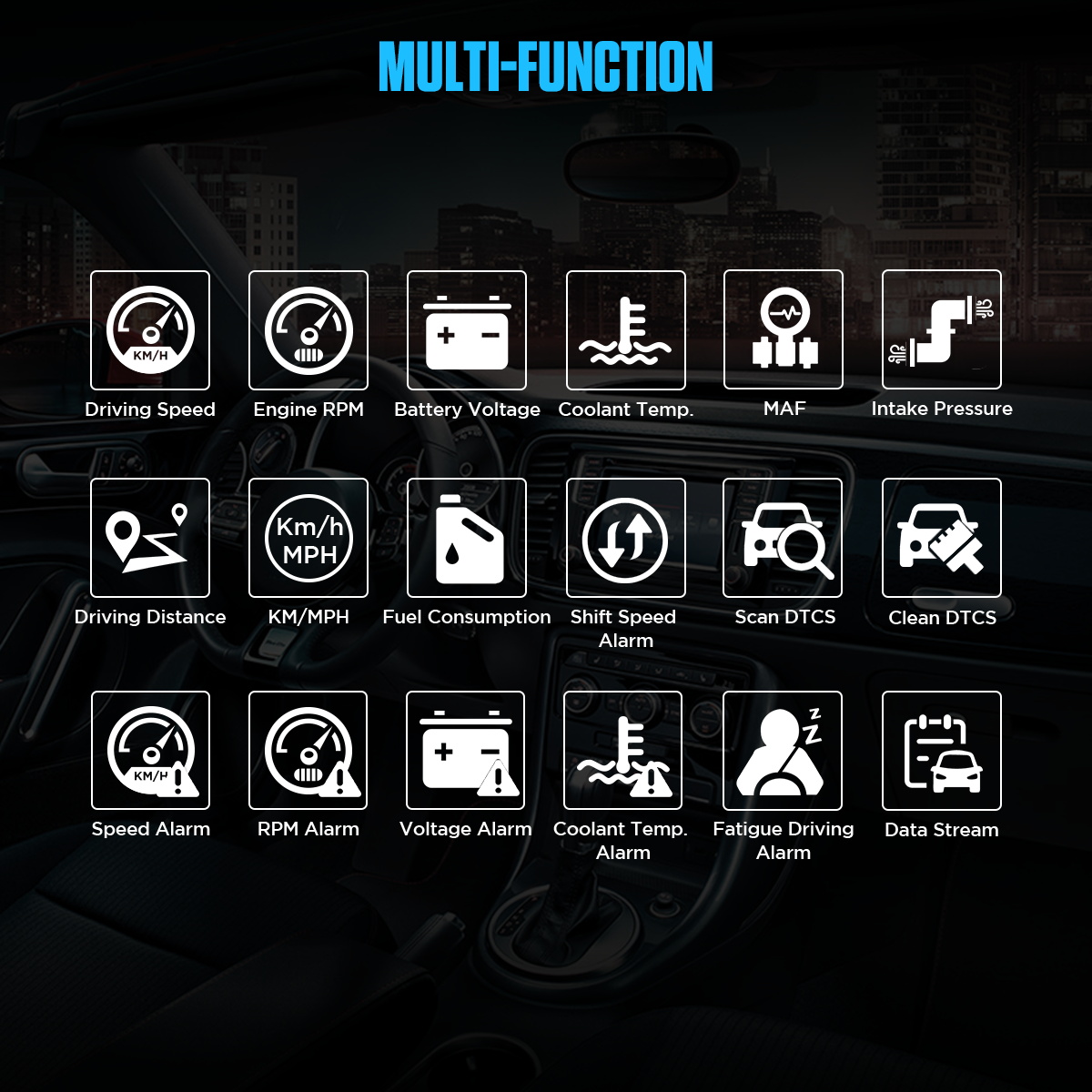 AUTOOL X50Plus Car OBD II HUD Meter Digital Water Temperature Monitor Fault Detection Fuel Pressure Display Speedmeter Voltmeter. 
