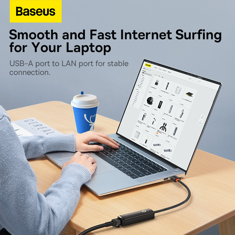 Baseus Adapter Ethernet USB USB3.0 1000 mb/s karta sieciowa USB RJ45 do laptopa Xiaomi Mi Box S przełącznik Nintendo PC Internet USB Lan. 