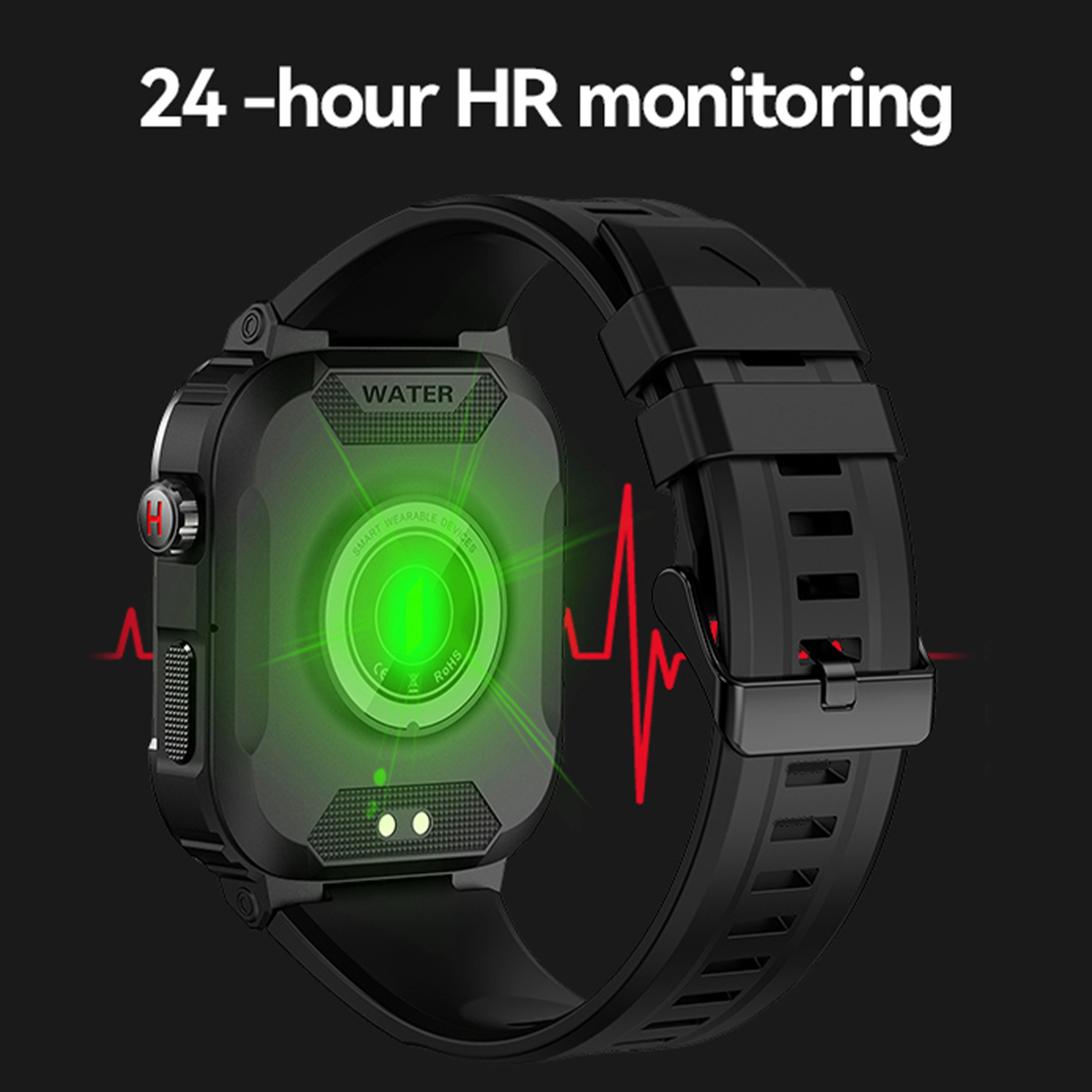 MK66 Rugged Military Smart Watch Men 400mh Large Battery Heart Rate Monitoring 1.85'' Bluetooth Call Smartwatch For APP Gloryfit. 