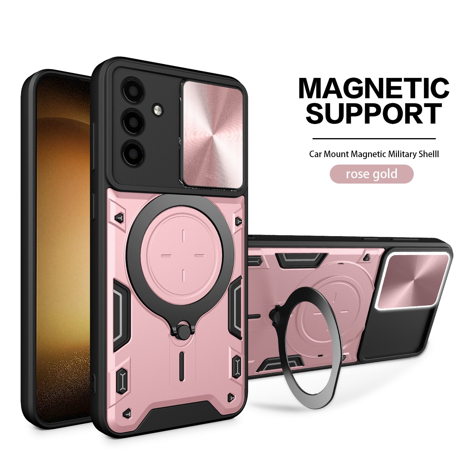 For Samsung Galax A13 A14 A23 A24 A33 A34 A52 A53 A54 A71 A32 Case Slide Lens Protect Armor Shockproof Coque Ring Holder Cover. 
