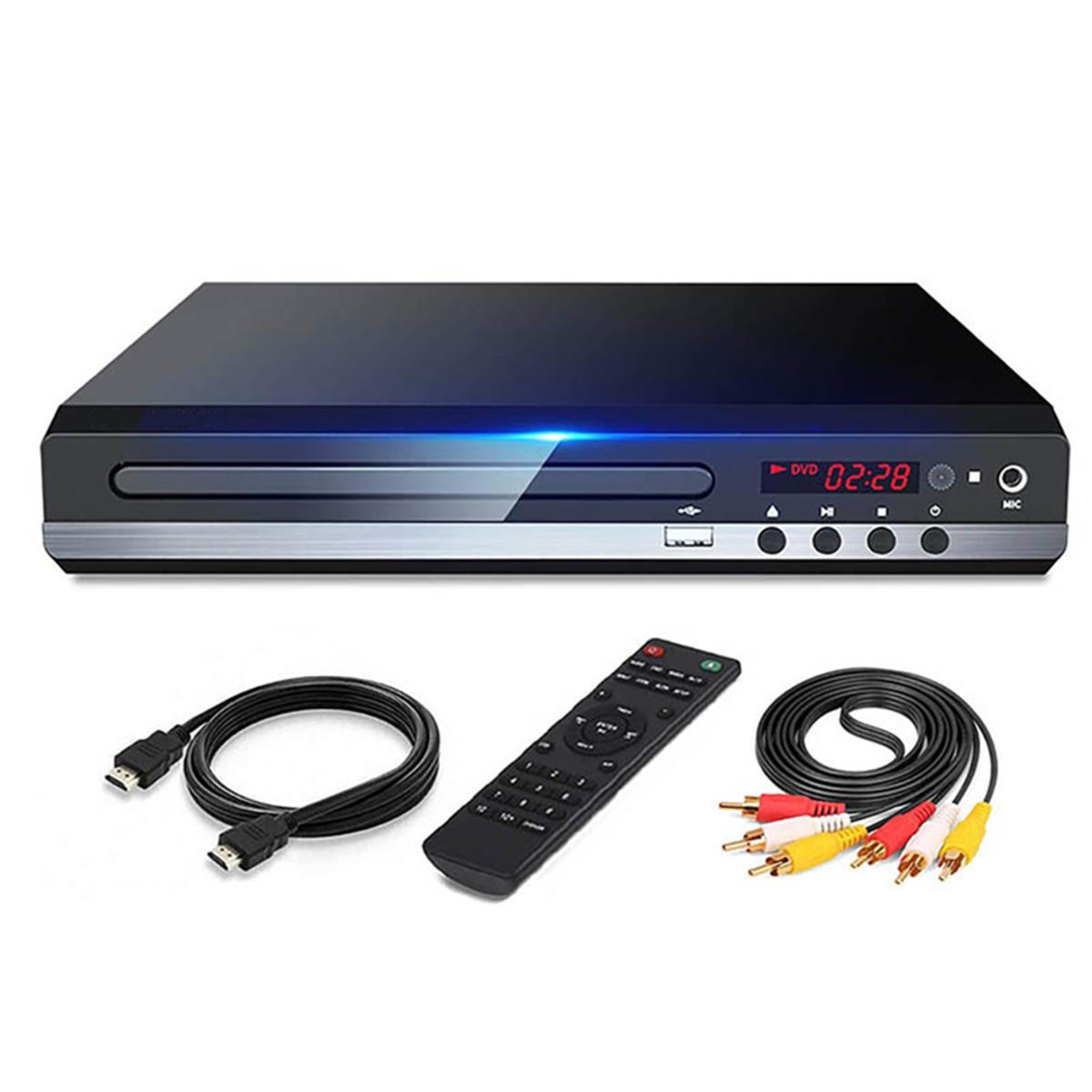 DVD Player 1080P HD Home DVD Player Box for TV All Region Free DVD CD-Disk Player AV-Output EVD Player--US Plug Durable