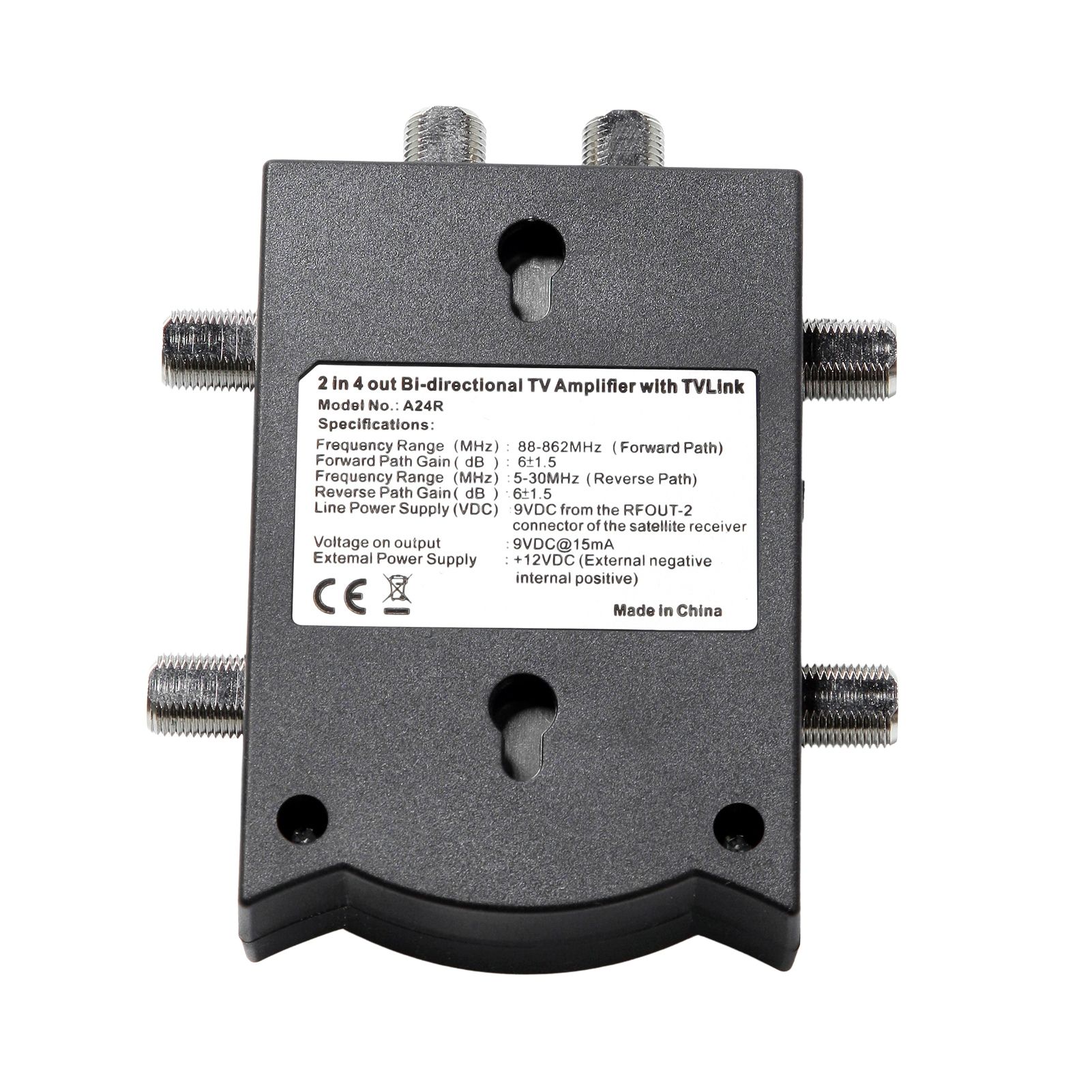 Bi-directional TV Amplifier 2 Inputs TV Antenna Signal Booster with 4 Outputs Low Noise TV Signal Splitter Antenna Signal Booster with Reverse Path for Indoor Use. 