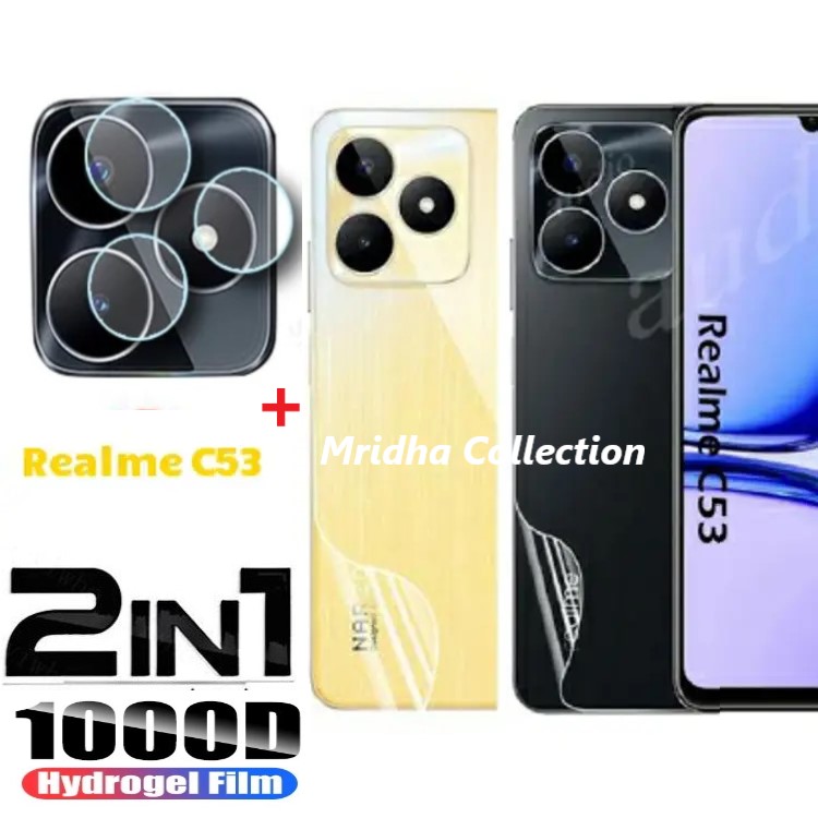 2in1 Back Protector Combo Pack for Realme C53 (RMX3760) (Back Hydrogel Poly Protector+Camera Lens Protector)