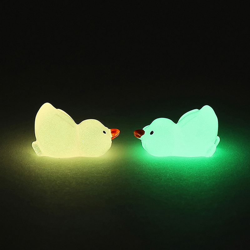 10Pcs Mini Luminous Resin Ducks Glow In The Dark Miniature Ornament Tiny Duck Mzea. 