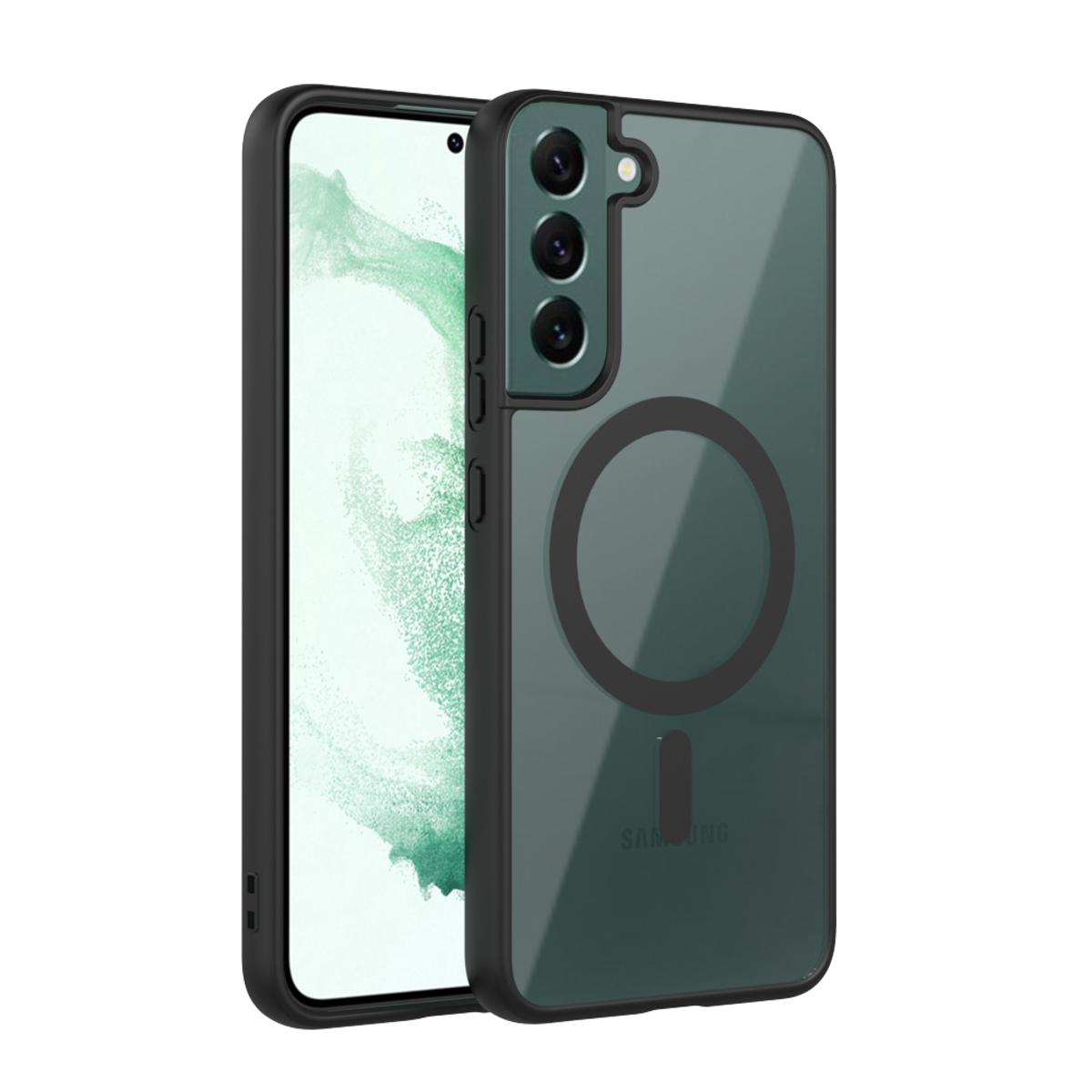 For Samsung Galaxy S22 Plus 5G Mobile Cover MagSafe Compatible Shockproof Transparent Slim Fit Wireless Charging supported Frosted Border Phone Back Case Mobile Cover (FS). 