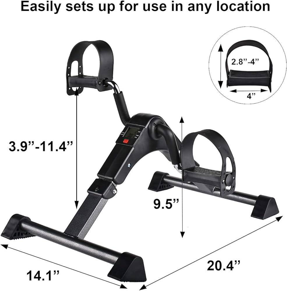 Mini Exercise Cycle/Portable Folding Arm And Leg Pedal Exerciser With Digital Lcd Display Home Indoor Mini Exercise Bike Resistance Adjustable. 
