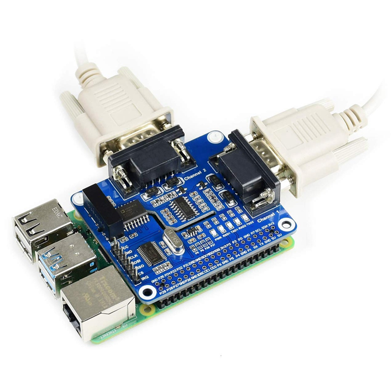 2-Channel Isolated RS232 Expansion HAT for Adopts the SC16IS752+SP3232 Solution. 