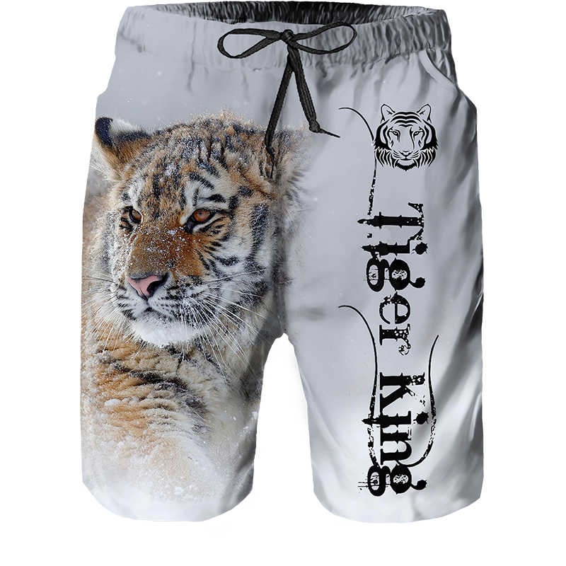2023 Summer New Men Casual Shorts Cool Animal Print Tiger Print Pants Running Shorts Breathable Men Shorts. 