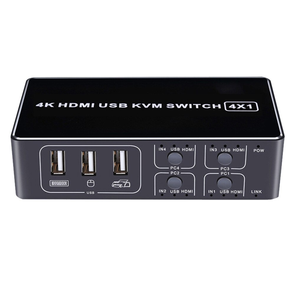 4 Port KVM Switcher Pc monitor 4K Connector HDMI-compatible usb splitter tv box displayport hub Mouse Keyboard-4 Port KVM Switch. 