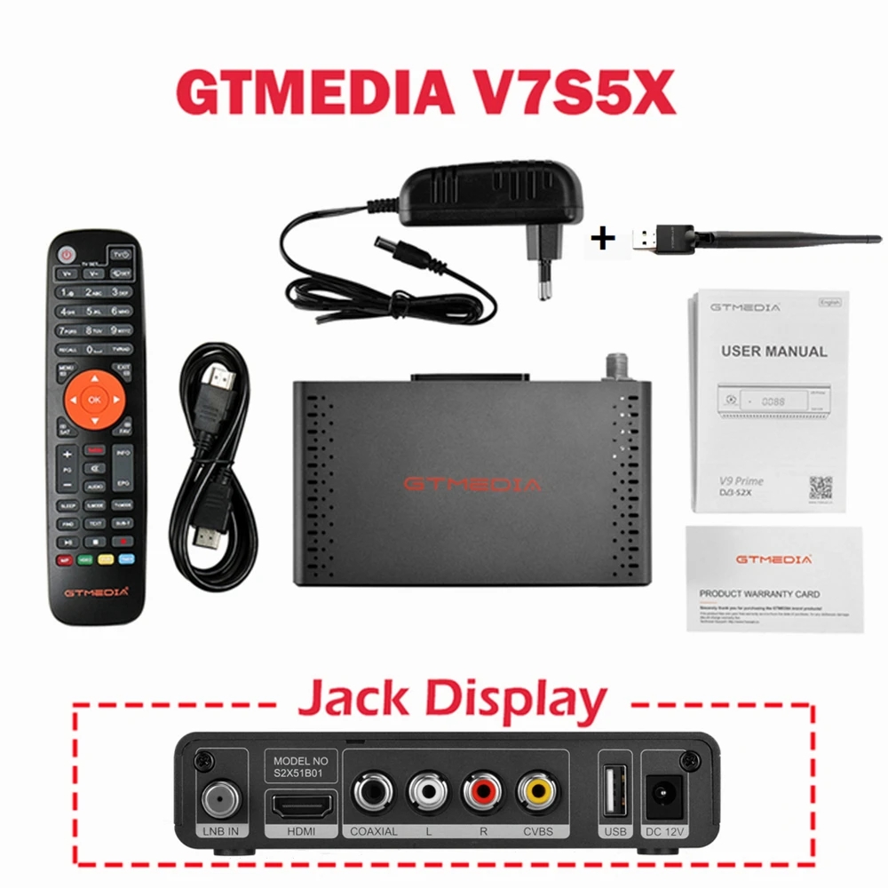GTMEDIA V7S5X ECAM odbiornik satelitarny DVB-S/S2/S2X H.265(8bit) odbiornik cyfrowy obsługuje Ccam,IKS,AVS +,CCM,ACM,VCM z USB WIFI. 