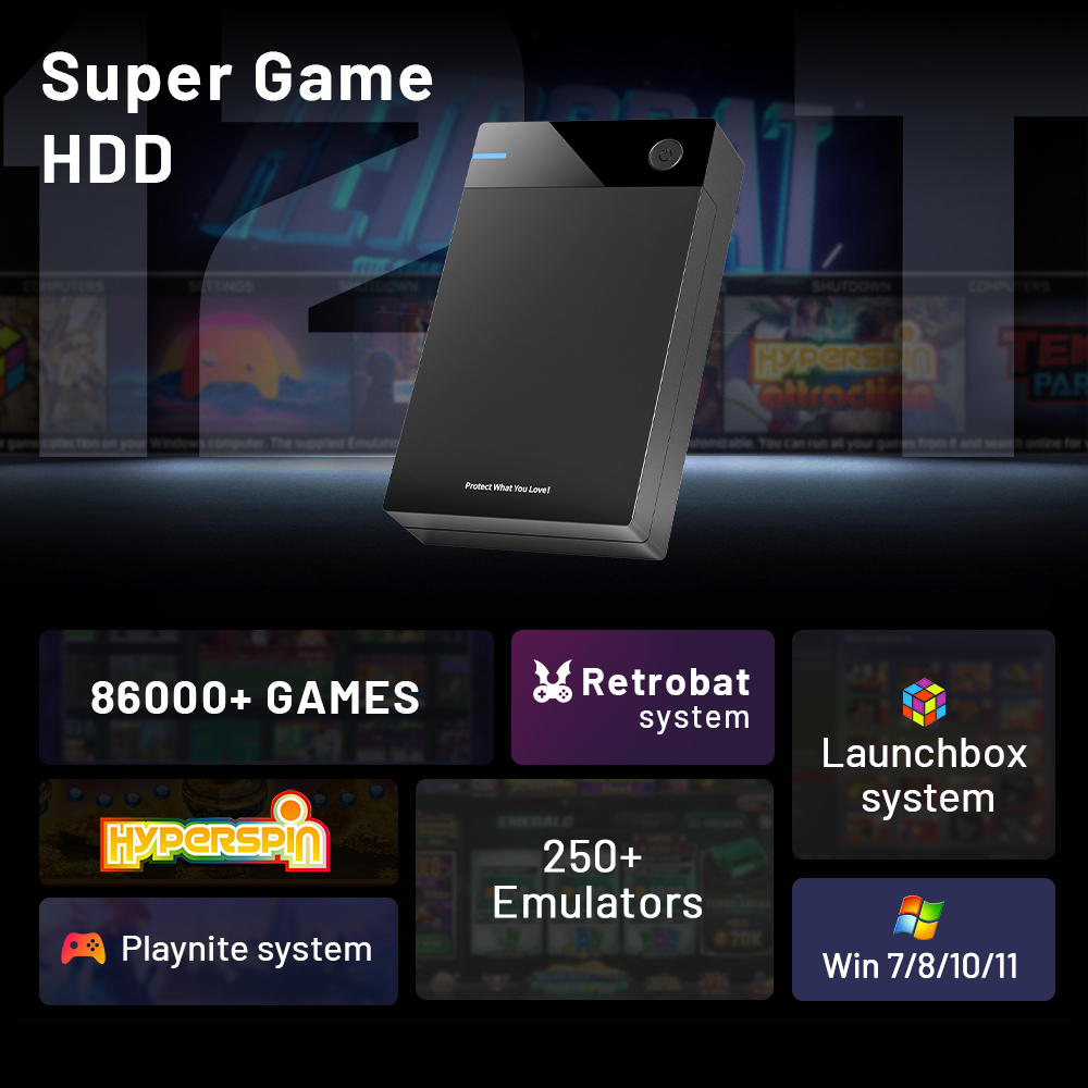 Super Console 12T Gaming HDD with Hyperspin Launchbox Retrobat Playnite TeknoParrot for PS3 PS2 PSP WII WIIU with 86000+ Games. 