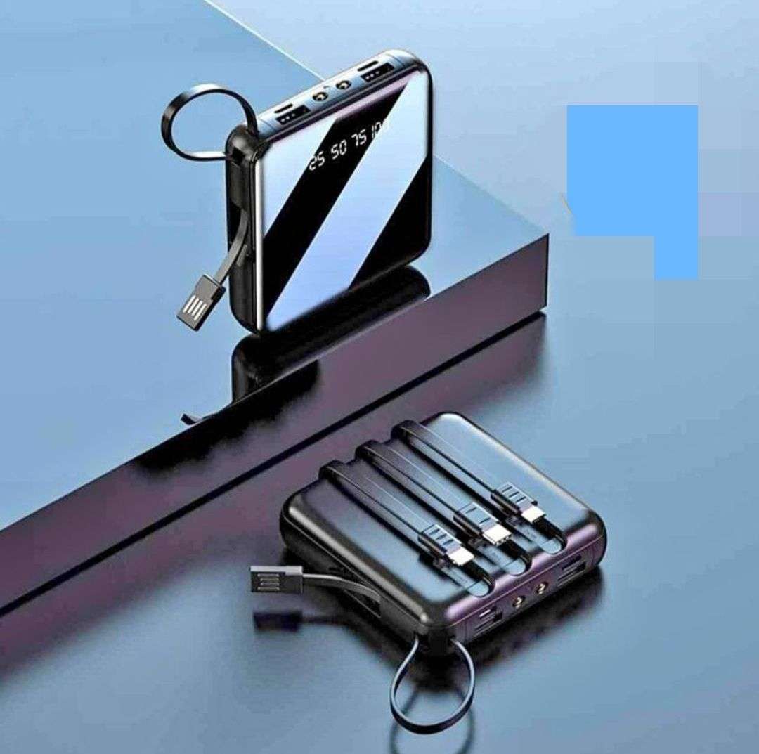 20000mAh Smart Mini Power Bank Built-in 4 Cables Fast Charging Backup External Battery. 