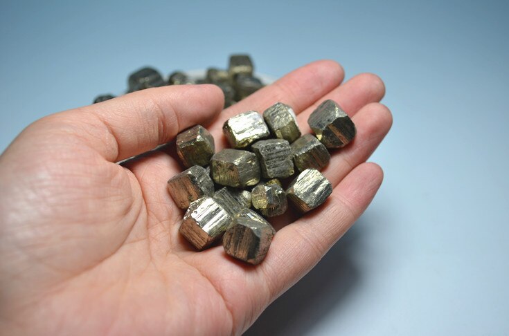 50g High-density cubic Pyrite experimental specimen. 