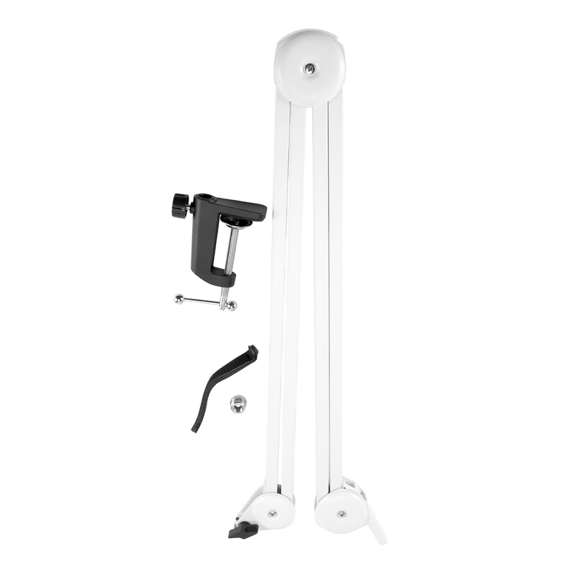 Microphone Stand Adjustable Suspension Boom Arm with Built-in Spring for Voice Recording White