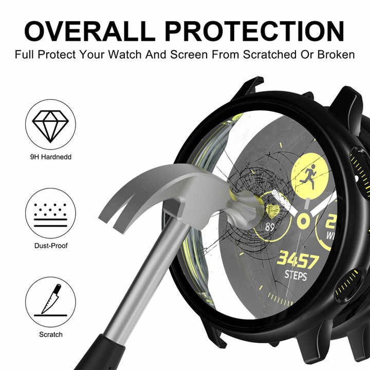 For Samsung Galaxy Watch Active 2 40mm/44mm Case With Screen Protector Samsung Galaxy Watch Active 2 Soft Case/Hard Case (option) For 40mm/44mm Protector Cover Coverage PC Glass Bumper Screen Protection. 