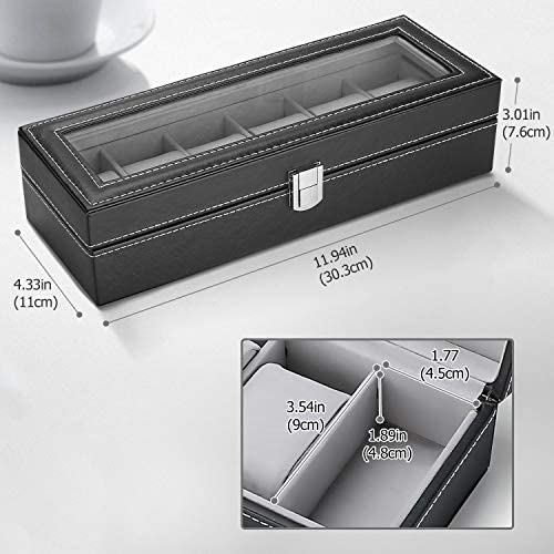 6 Slot Luxury Watch Box with Attractive Display Case, Creative Design for Storage and Gift Use. 