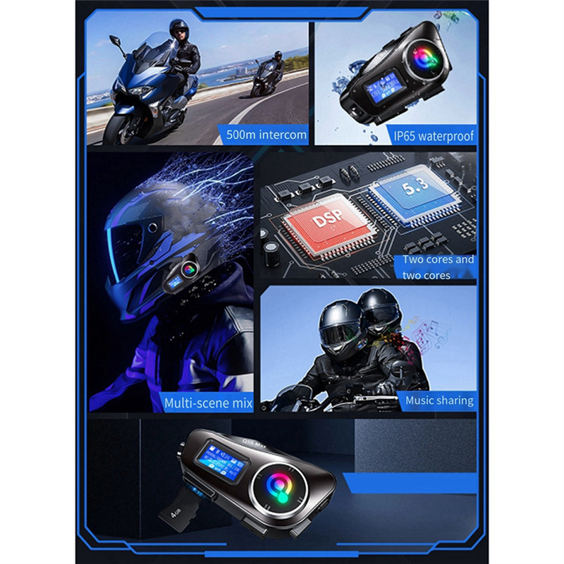 FORIDE Q58 Max Motorcycle Helmet Bluetooth Intercom IP65 Waterproof Intercom Distance 500m Multi-Scene Mixed Music Sharing. 