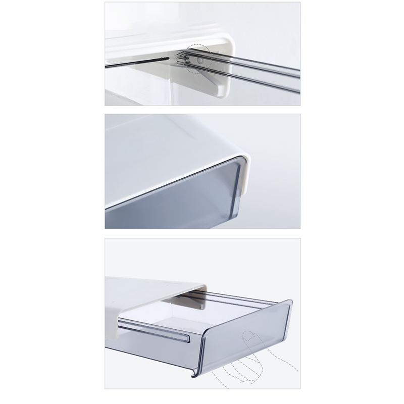 1Set Under Desk Drawer Organizer Under Table Storage Box Grocery Storage Drawer Organizer White. 