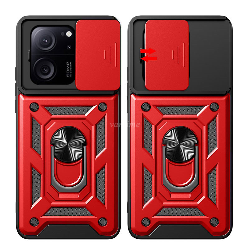 Kwmobile Custodia In Legno Con Bussola Per Xiaomi 13T / 13T Pro - Cover Con Bumper In TPU, Colore Vintage Marrone Scuro - 3
