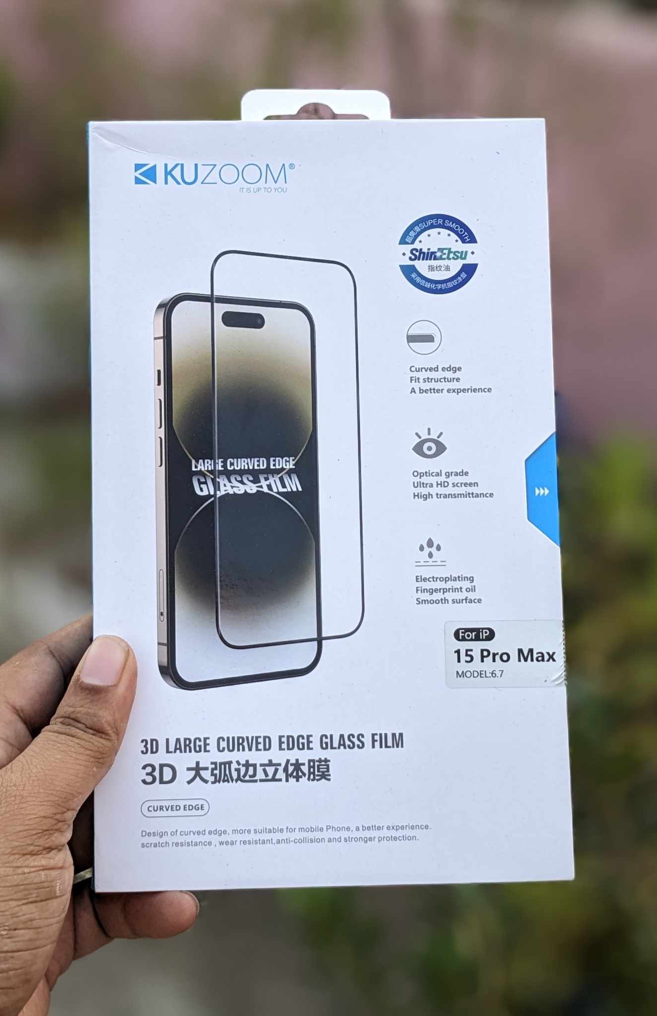 KUZOOM 3D Screen Protector for iPhone Anti-Scratch Full Coverage Glass with HD Clarity for Enhanced Viewing. 