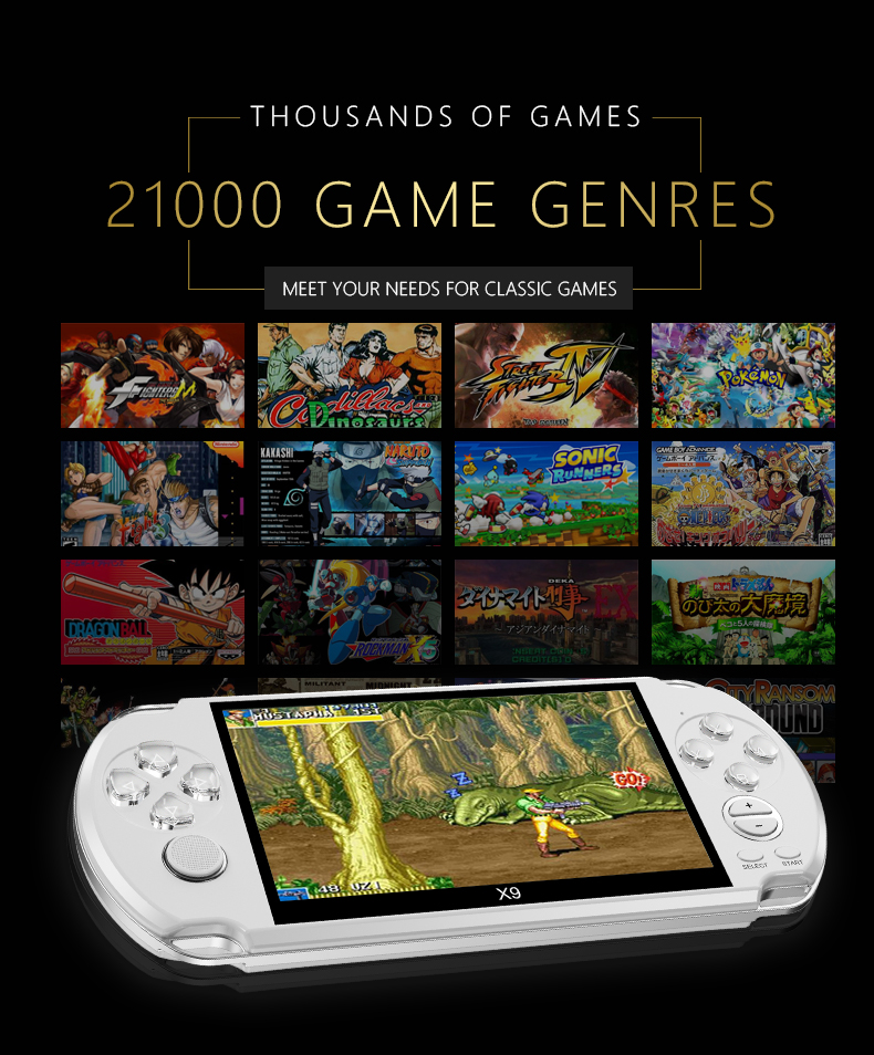 Video Retro Game Console X9 PSVita Handheld Game Player for PSP Viat Retro Games 5.0 inch Screen TV Out with Mp3 Movie Camera. 