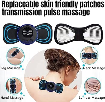 Tens Units EMS Mini Massager with 4 Pads ,Muscle Stimulator Full Body Relax Machine Rechargeable Device for Legs Back Neck Pain Relief Therapy By AF. 