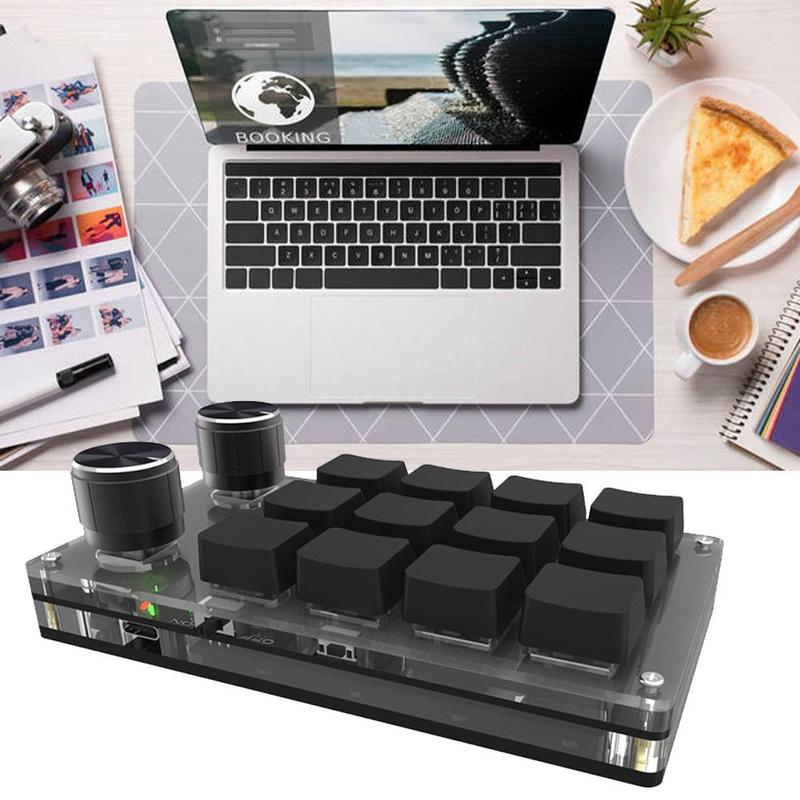 BT-Compatible USB Custom 12 Keys Keyboard Volume Knob Programming Macro Gaming Photoshop Keypad Mechanical Keyboard Practical. 