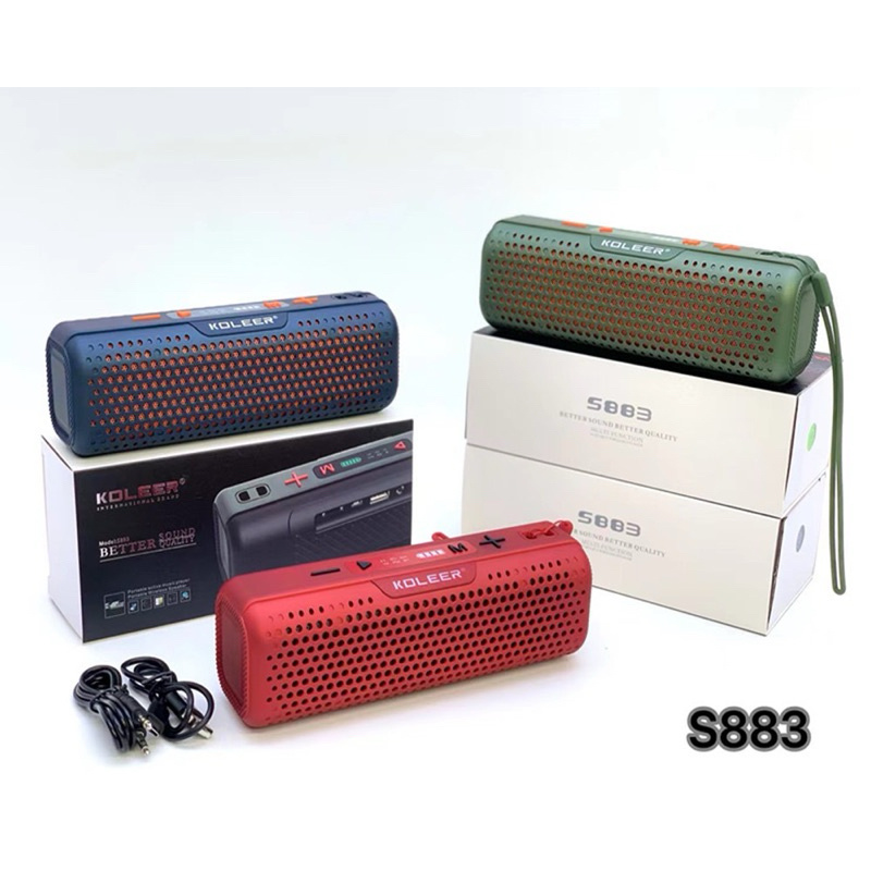 KOLEER S883 Bluetooth, AUX, USB & SD Card Supported Hi-Fi Sound Deep Bass Wireless Speaker With FM Radio. 