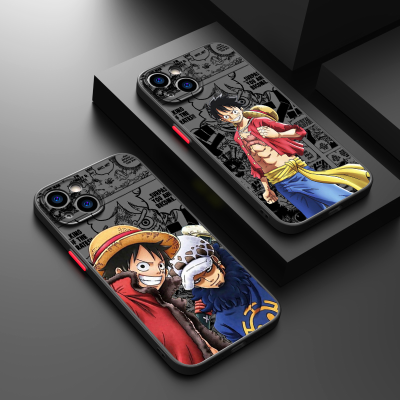 Anime One Pieces Luffy Phone Case For iPhone 15 14 13 12 11 Pro Max mini XS XR X 8 7 6 Plus SE Frosted Translucent Cover. 