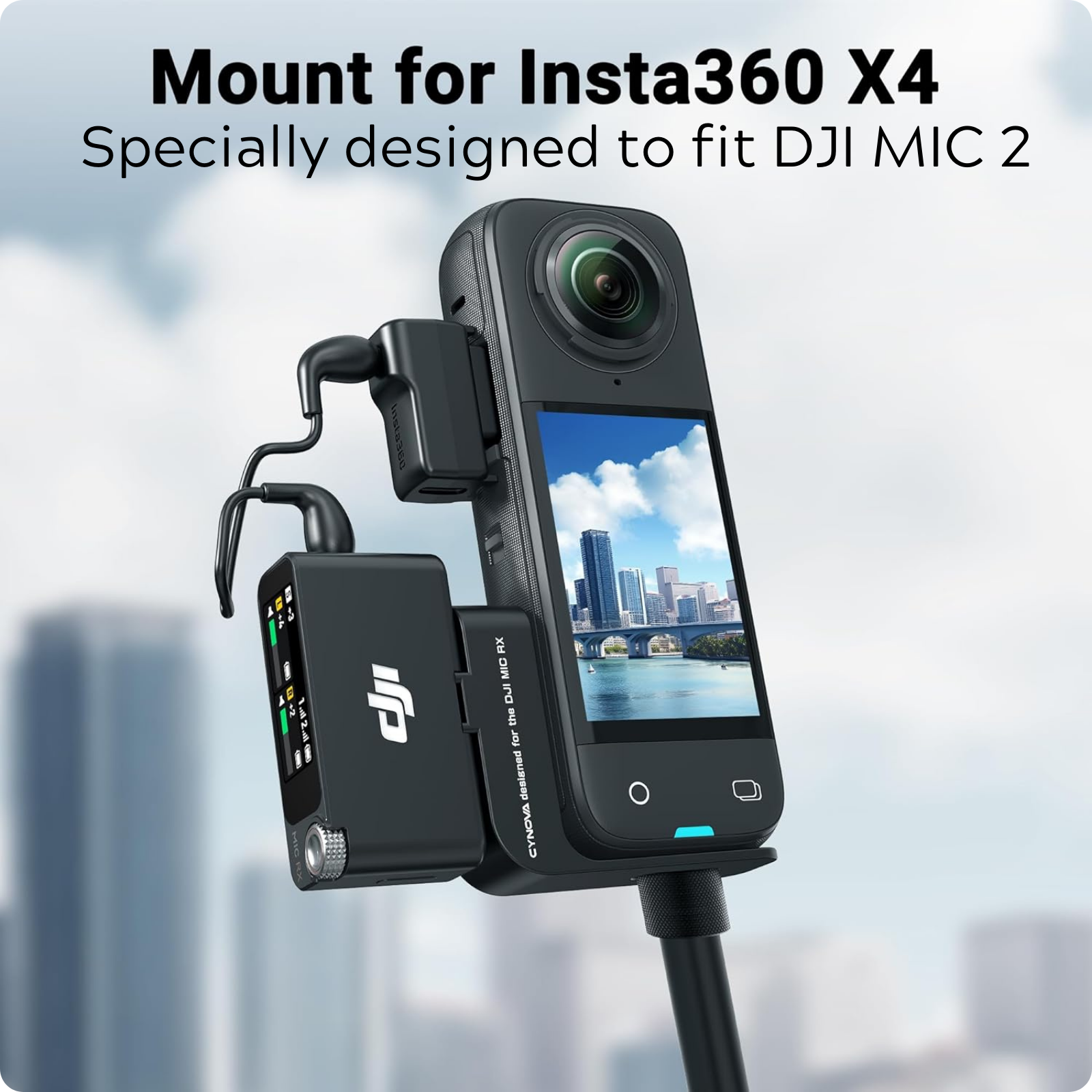 CYNOVA For Insta360 X4 Cold Shoe Mount Audio Mic Adapter Microphone Receiver Holder For DJI Mic2 RX Insta 360 X4 X3 Accessories. 