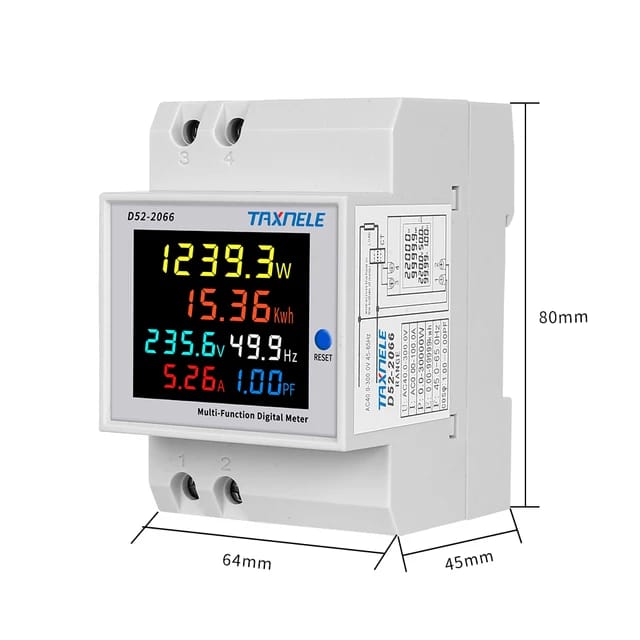 TAXNELE 6 IN1 Display D52-2066 Smart Meter AC40-300V Built-in CT Monitor Voltage Current Power KWH Electric Frequency Meter. 