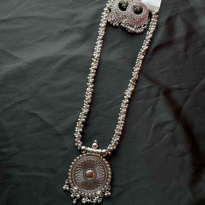 Antique Design Oxidised Silver Necklace 