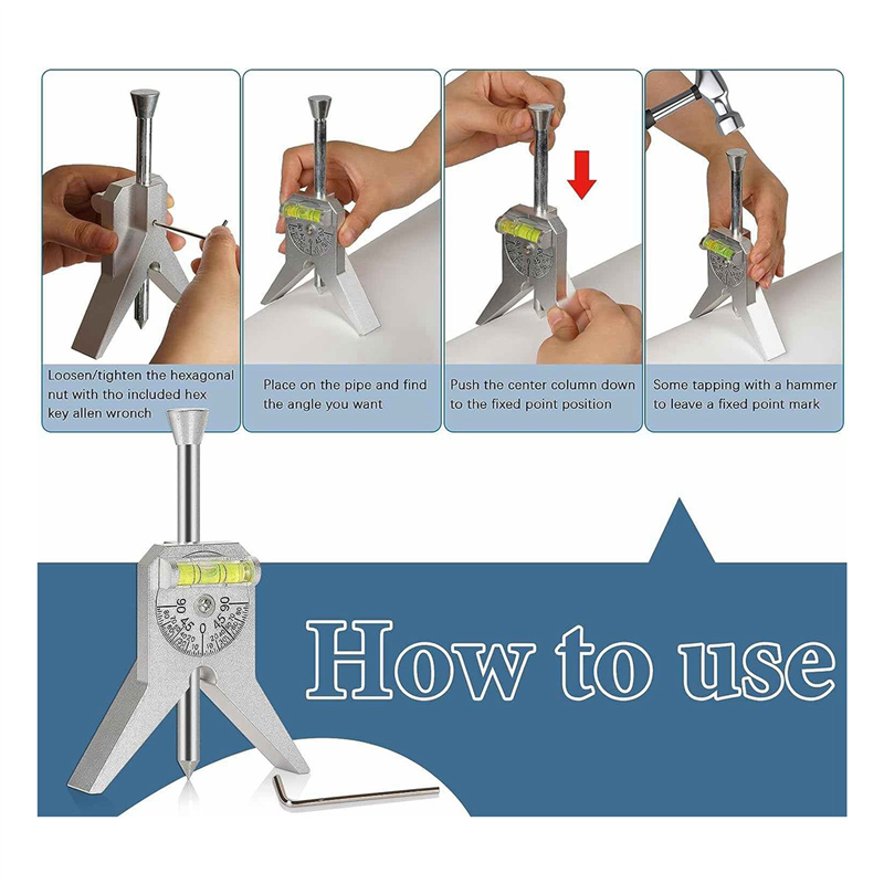 Pipe Center Finder With Centering Head For Measure Pipe Diameter Over 0.5Inch And Up Pipe Center Punch Level Reusable Durable Easy To Use. 
