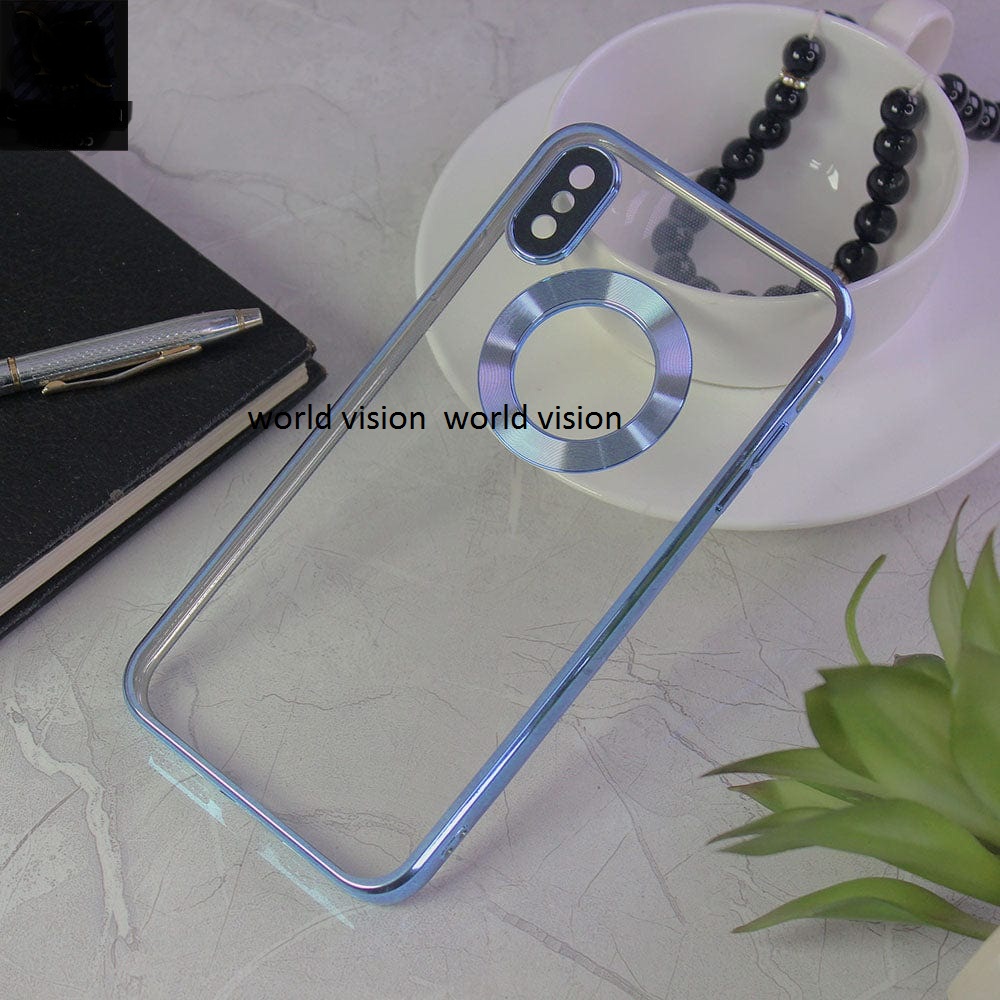 For iPhone xs Max CD Chrome Back Cover Compatible with Ring Logo Cut Pattern Electroplating Shockproof Cover Phone Cases. 