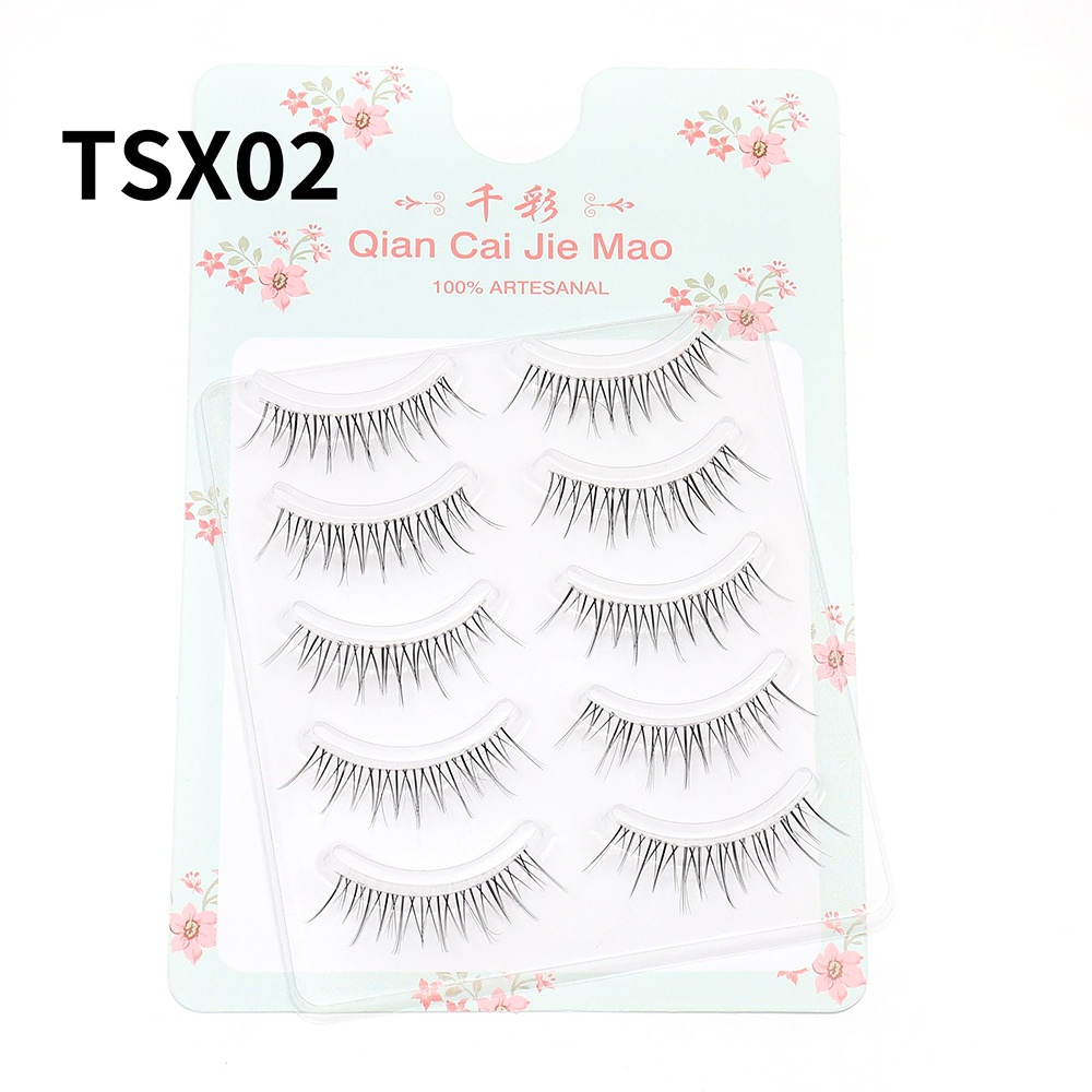 Ladies Beautify Eye Lashes Sticker Strip 5 Pairs 3D Black False Eyelashes Soft And Slender False Eyelash Set. 